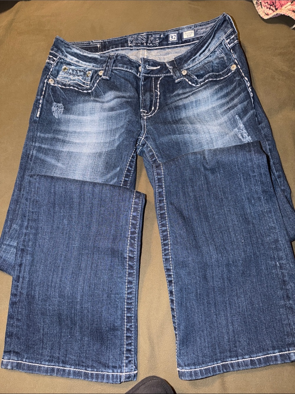 Miss Me Blue Boot Leg Distressed Jeans